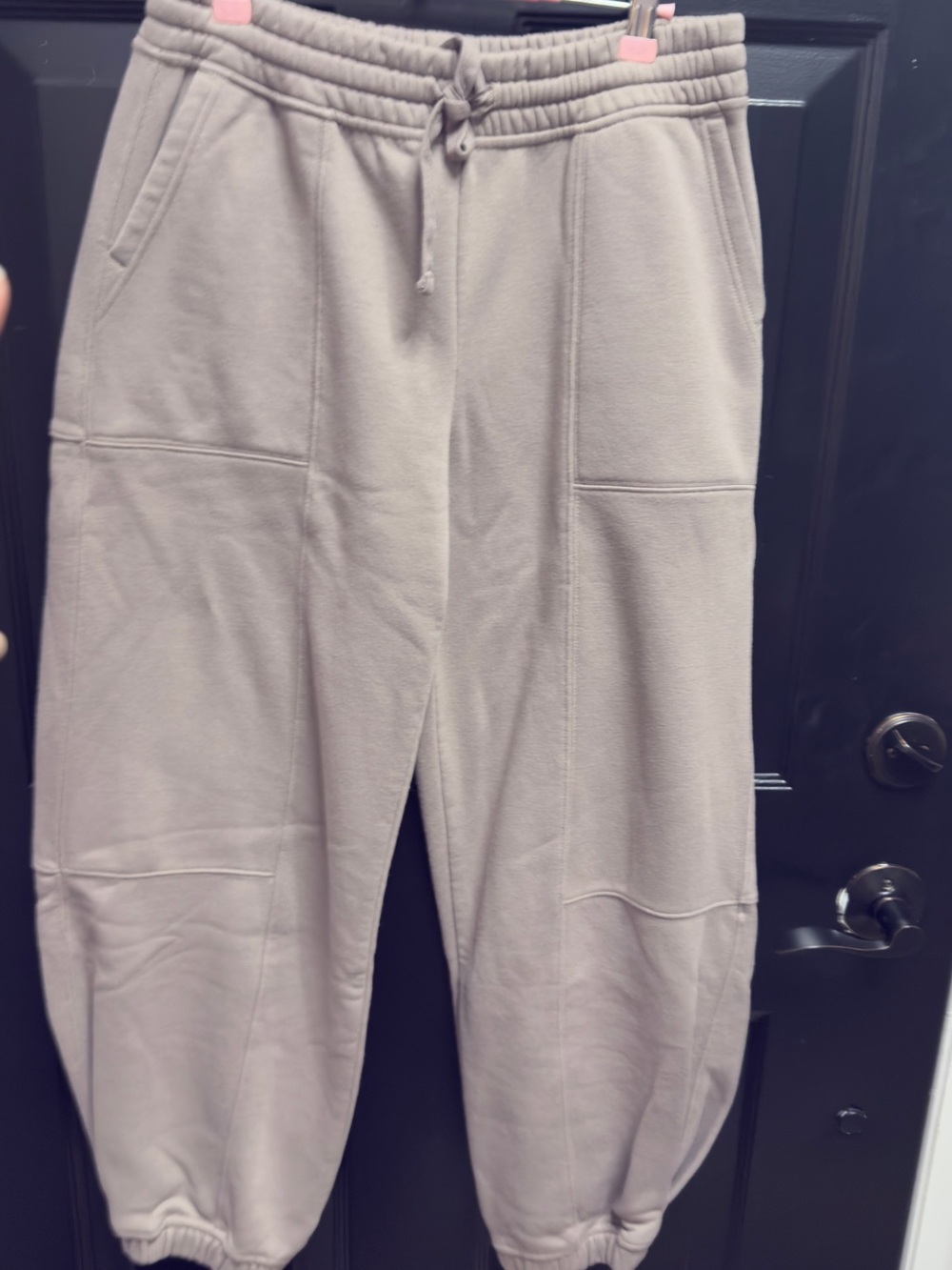 Rae Mode Women’s  Casual Drawstring Barrel Joggers in Taupe
